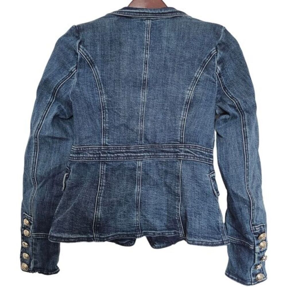 Bebe -956 Tailored Double Breasted Denim Jacket in Antique‎ Indigo Wash size 2 - Picture 7 of 16
